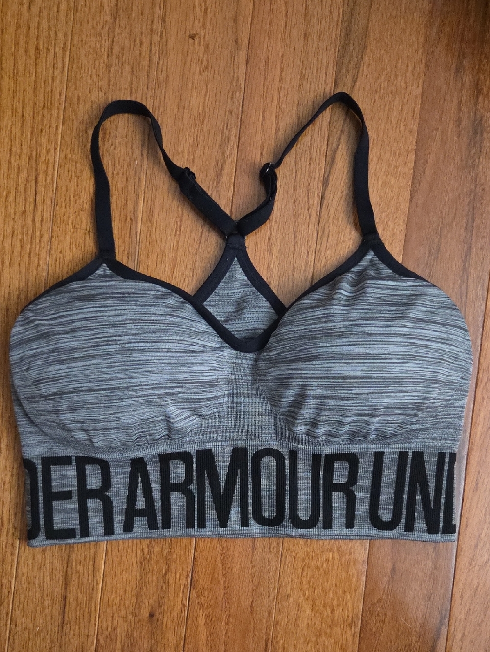 Under Armour Gray & Black Seamless Racerback Sports Bra